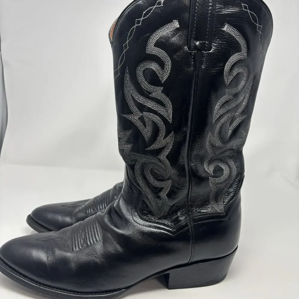 Dan Post Black Cowboy Boots Handcrafted Comfort Milwaukee Leather Sz 11.5